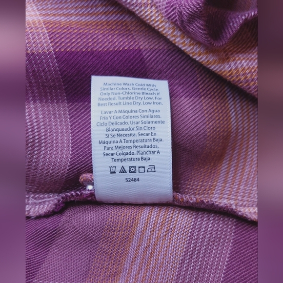 Terra & Sky Tiered Peasant Dress Size 2X Plum Plaid Pockets Business Casual Boho - Picture 11 of 13